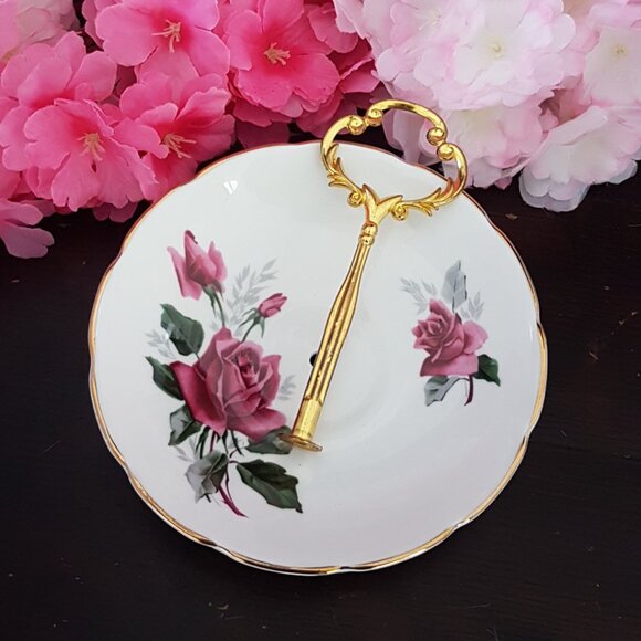 Handmade 2 Tier Cake Stand Bone China Jewelry Trinket Tray Tea Party Decor Gift - Picture 3 of 7